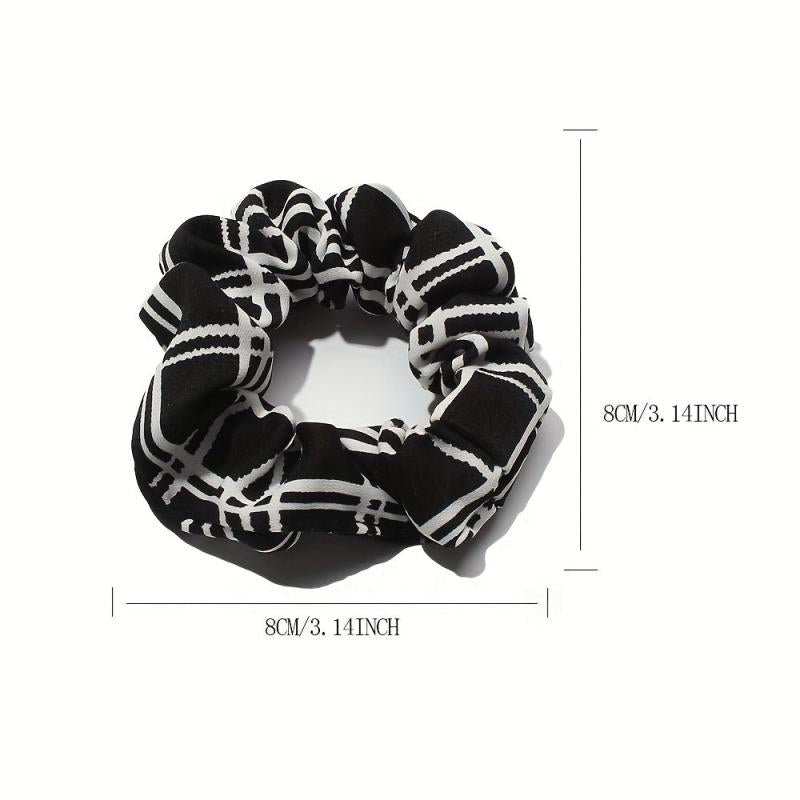 10pcs Plaid Large Scrunchie Hair Ring Female Head Rope Ponytail Holder