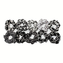 10pcs Plaid Large Scrunchie Hair Ring Female Head Rope Ponytail Holder