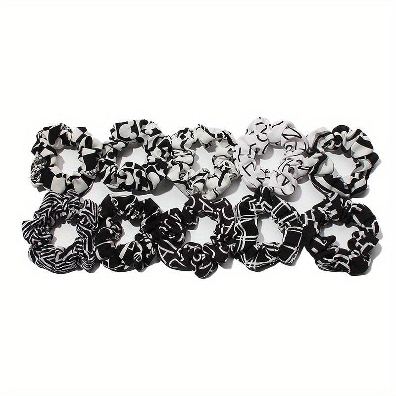 10pcs Plaid Large Scrunchie Hair Ring Female Head Rope Ponytail Holder