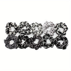 10pcs Plaid Large Scrunchie Hair Ring Female Head Rope Ponytail Holder