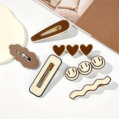 12pcs Duck Billed Clip Hollow Rectangle Decor Hair Clip Women Girls Clip