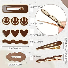 12pcs Duck Billed Clip Hollow Rectangle Decor Hair Clip Women Girls Clip