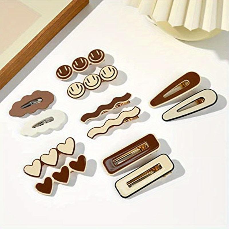 12pcs Duck Billed Clip Hollow Rectangle Decor Hair Clip Women Girls Clip