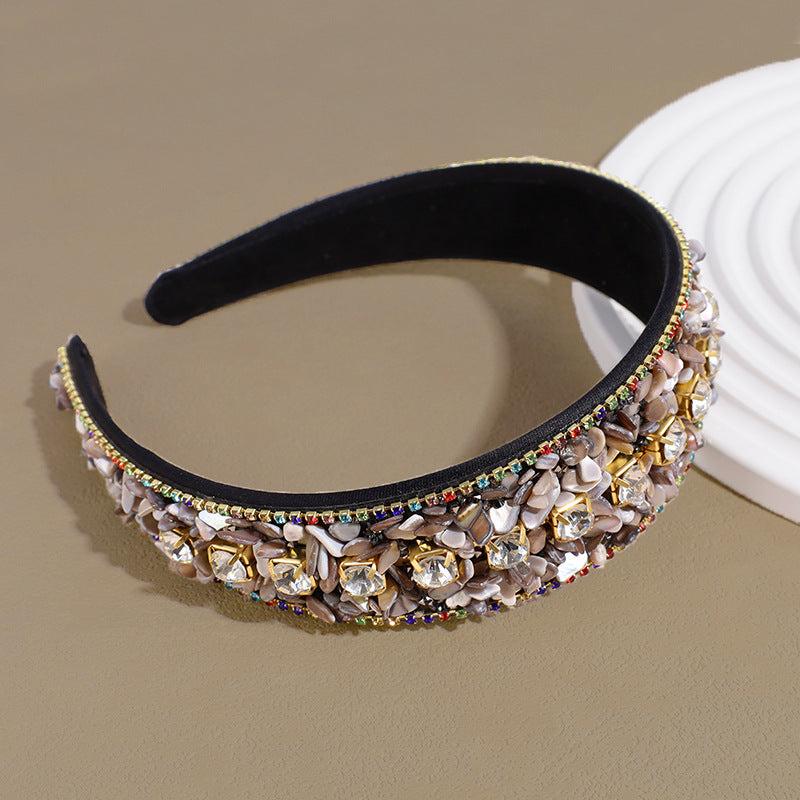 Wide Edge Rhinestone Hair Hoop Baroque Style