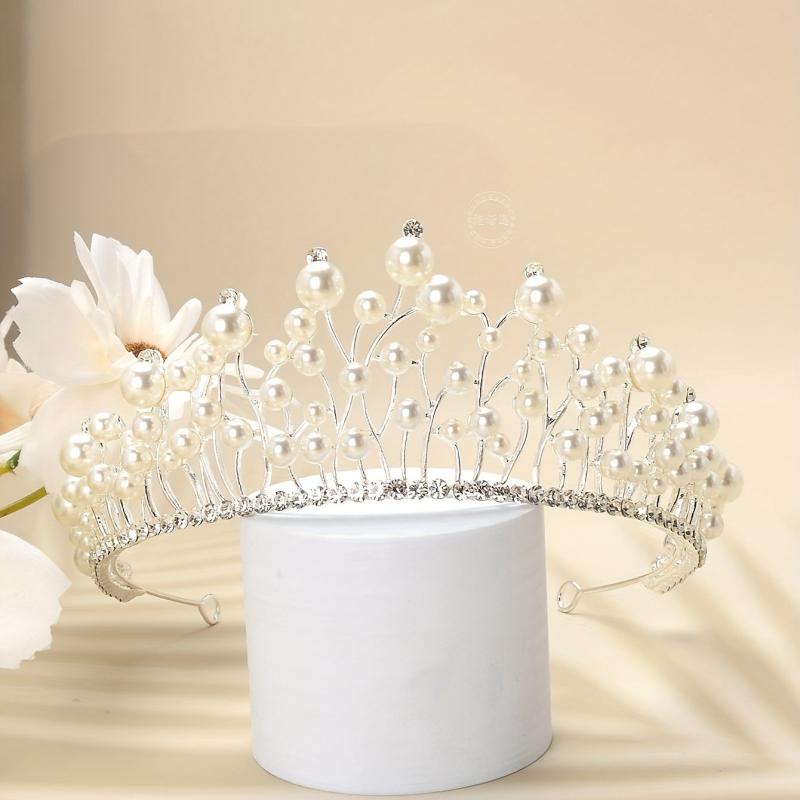 Faux Pearl Rhinestone Tiaras And Crowns Headband Crown Rhinestone Wedding Bridal