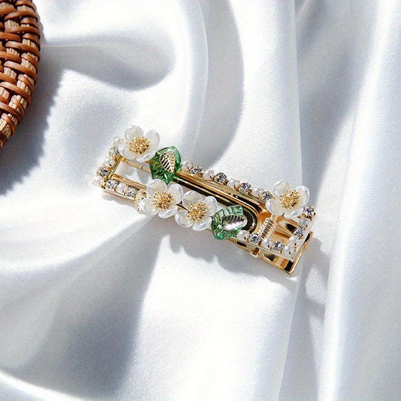 Faux Pearl Flower Hair Clip for Women