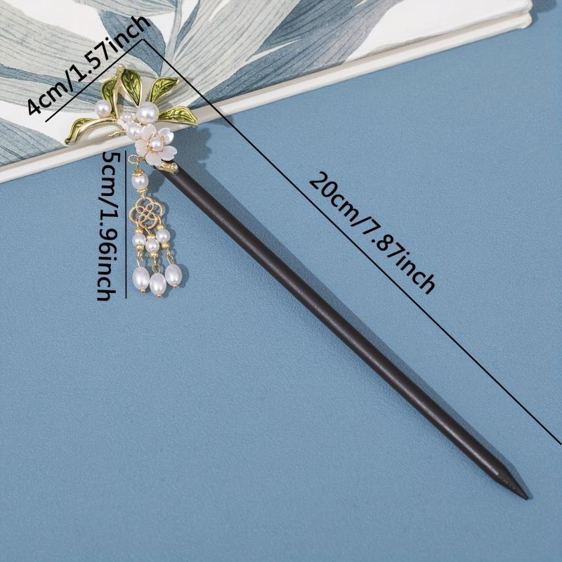 Faux Pearl Leaf Shape Hairpin Ancient Style Hair Stick Chinese Styel Hair Pin