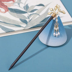 Faux Pearl Leaf Shape Hairpin Ancient Style Hair Stick Chinese Styel Hair Pin