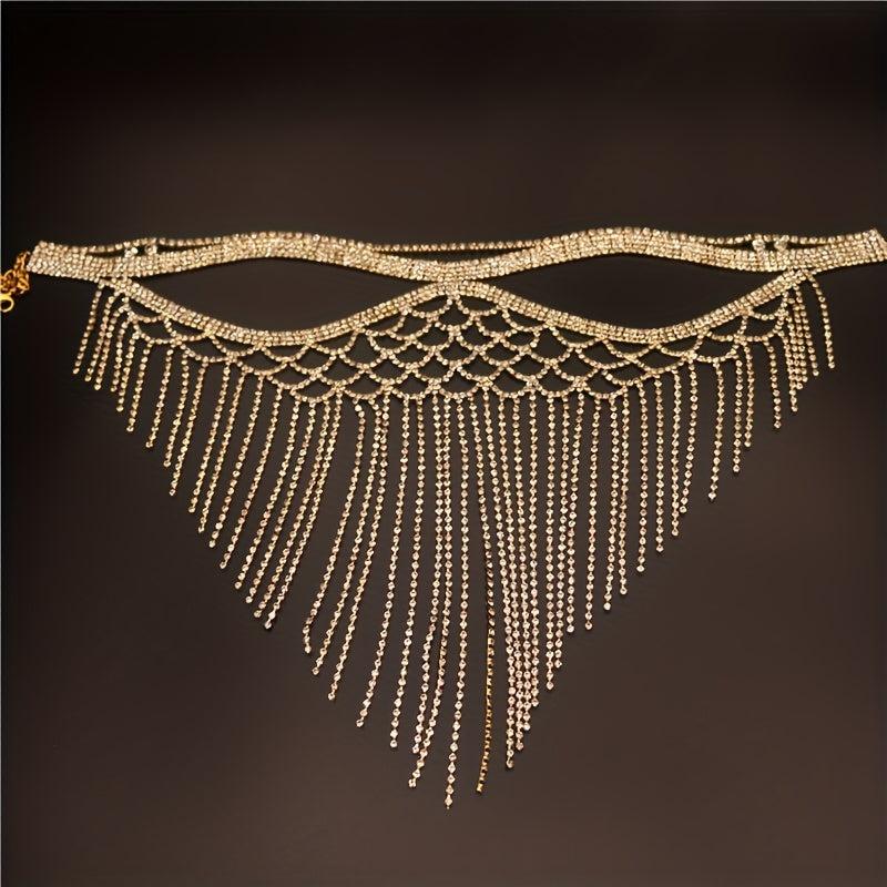 Rhinestone Mask Party Tassel Face Jewelry for Wedding Stage Performance