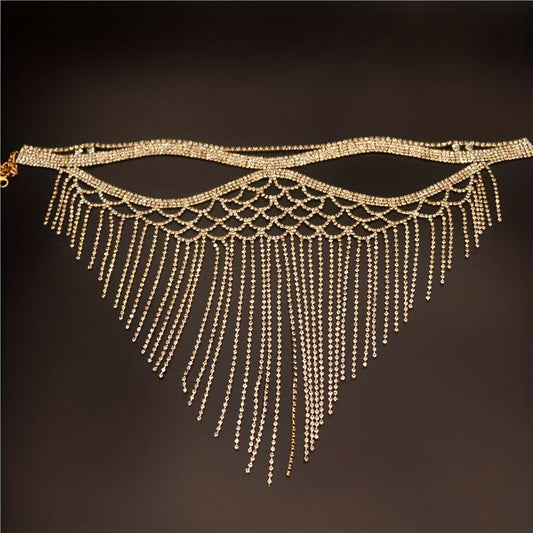 Rhinestone Mask Party Tassel Face Jewelry for Wedding Stage Performance