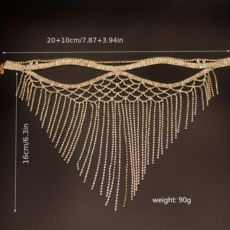 Rhinestone Mask Party Tassel Face Jewelry for Wedding Stage Performance