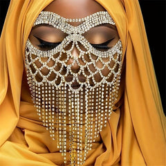 Rhinestone Mask Party Tassel Face Jewelry for Wedding Stage Performance