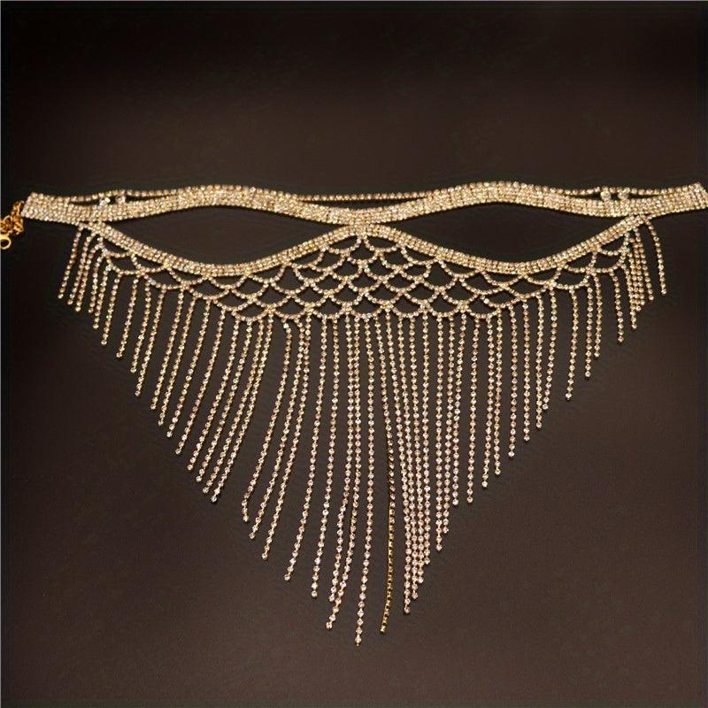 Rhinestone Mask Party Tassel Face Jewelry for Wedding Stage Performance