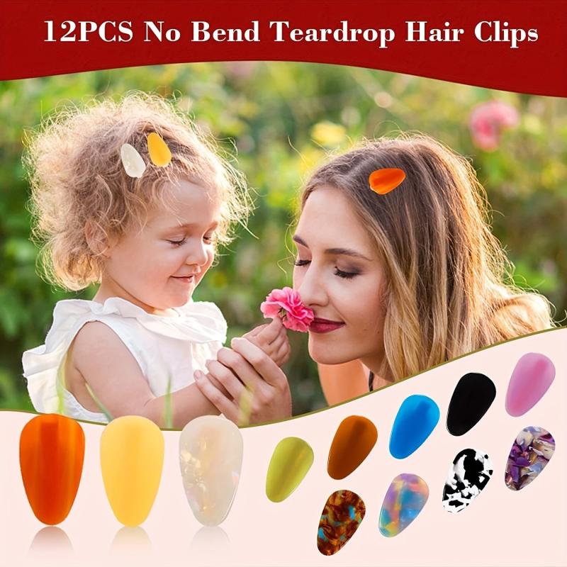 12PCS Acrylic Resin Hair Clips No Crease Hair Accessories