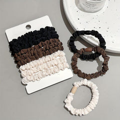9pcs Solid Skinny Scrunchies Hair Tie For Women Girls