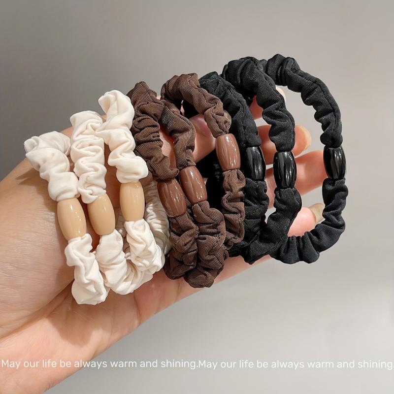 9pcs Solid Skinny Scrunchies Hair Tie For Women Girls