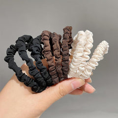9pcs Solid Skinny Scrunchies Hair Tie For Women Girls