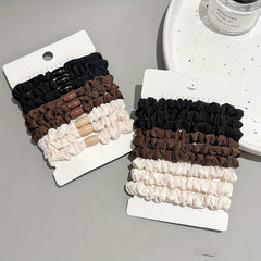 9pcs Solid Skinny Scrunchies Hair Tie For Women Girls