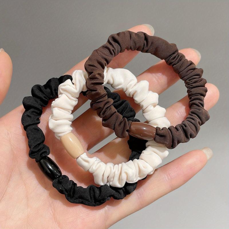 9pcs Solid Skinny Scrunchies Hair Tie For Women Girls