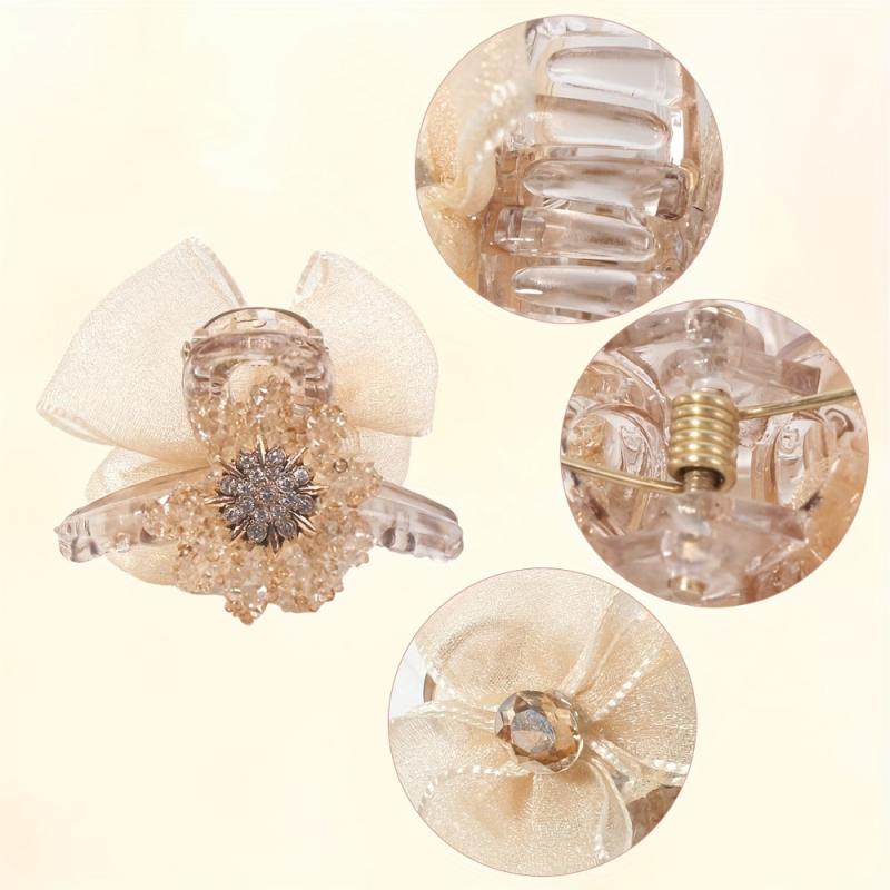 Crystal Daisy Hair Claw Rhinestone Ponytail Holder