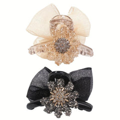 Crystal Daisy Hair Claw Rhinestone Ponytail Holder