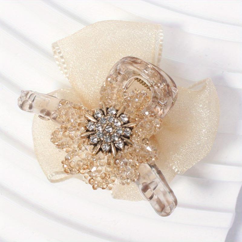 Crystal Daisy Hair Claw Rhinestone Ponytail Holder