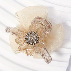 Crystal Daisy Hair Claw Rhinestone Ponytail Holder