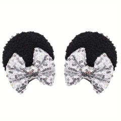 Sequin Mouse Ears Hair Clips Glitter Bows Baby Girls Hair Accessories