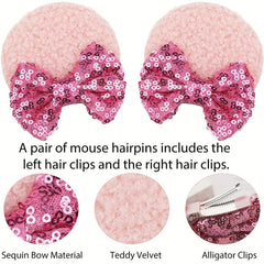 Sequin Mouse Ears Hair Clips Glitter Bows Baby Girls Hair Accessories