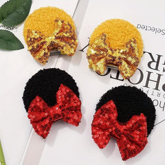 Sequin Mouse Ears Hair Clips Glitter Bows Baby Girls Hair Accessories