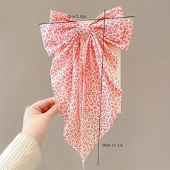 Floral Bow Hair Clip Crackle Pattern Pastoral Style Barrette