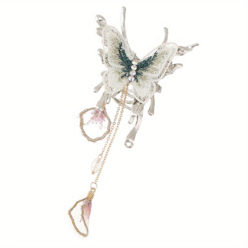 Butterfly Hair Claw Clip Rhinestone Tassel Banana Clip