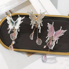 Butterfly Hair Claw Clip Rhinestone Tassel Banana Clip
