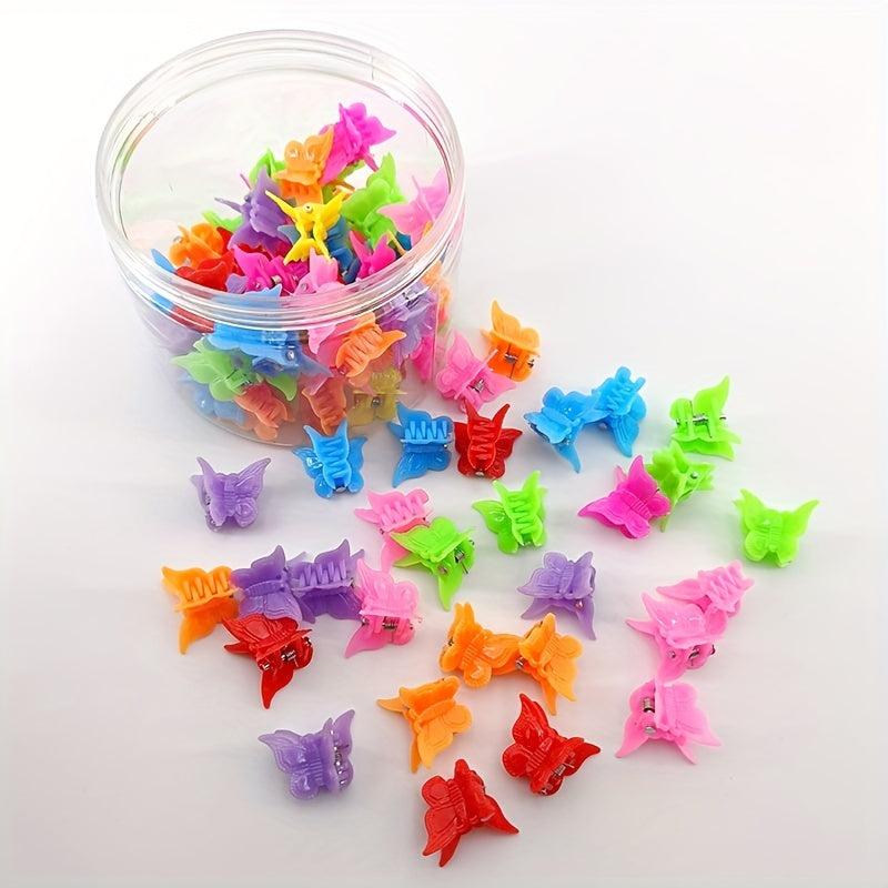 80pcs Small Hair Claw Angle Butterfly Plastic Hair Clip for Girls