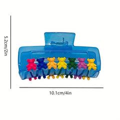 Acrylic Hair Claw with Cartoon Bear Decor Square Hollow Shark Claw