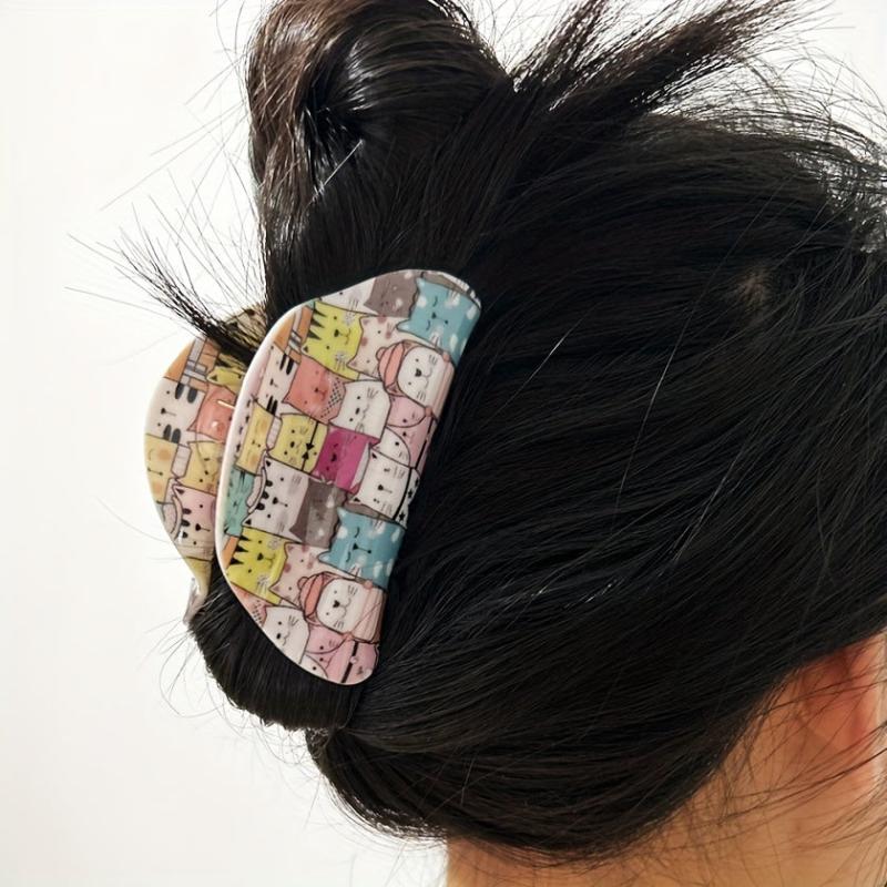 Women Cartoon Animal Hair Claw Acrylic Cat Bear Pattern Nonslip Ponytail Holder