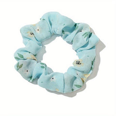Large Scrunchie Flower Print Hair Ring Female Head Rope Ponytail Holder