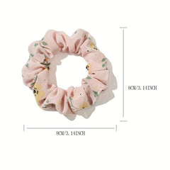Large Scrunchie Flower Print Hair Ring Female Head Rope Ponytail Holder