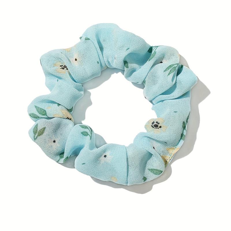 Large Scrunchie Flower Print Hair Ring Female Head Rope Ponytail Holder