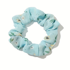 Large Scrunchie Flower Print Hair Ring Female Head Rope Ponytail Holder