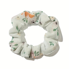 Large Scrunchie Flower Print Hair Ring Female Head Rope Ponytail Holder