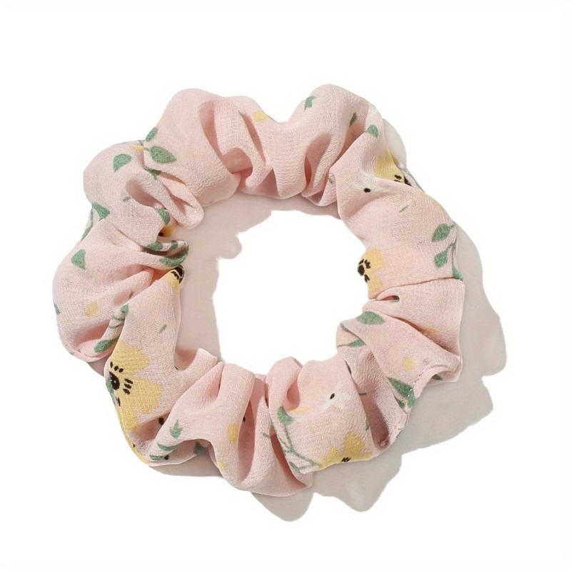 Large Scrunchie Flower Print Hair Ring Female Head Rope Ponytail Holder