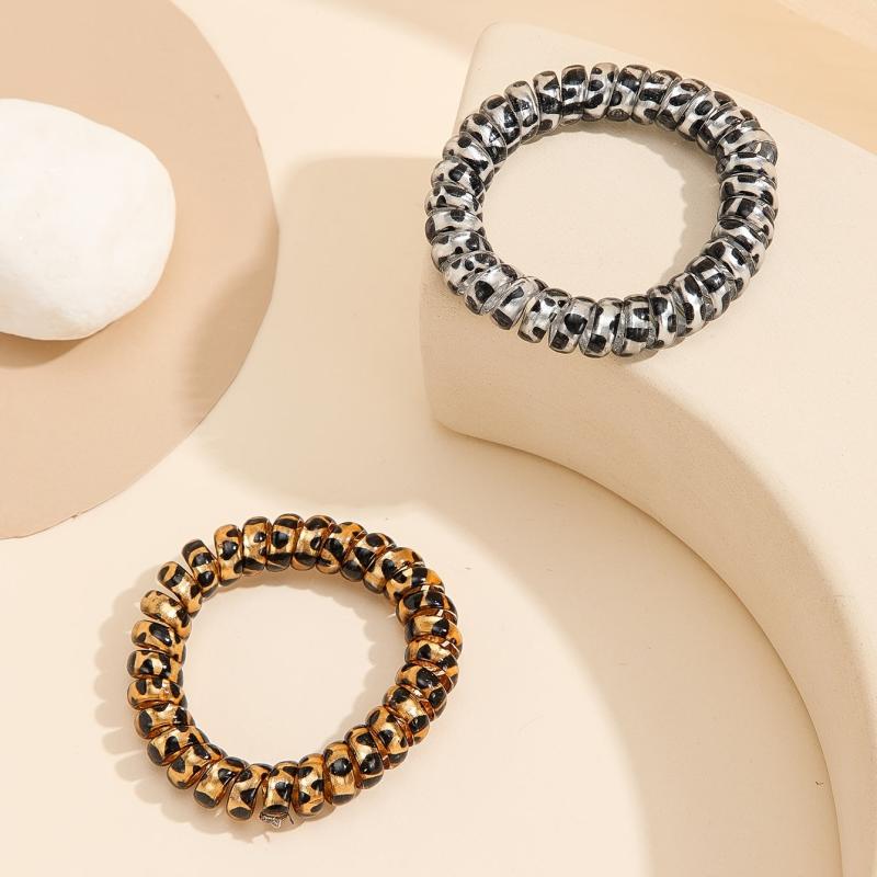 2pcs Leopard Print Hair Tie Rope Accessories