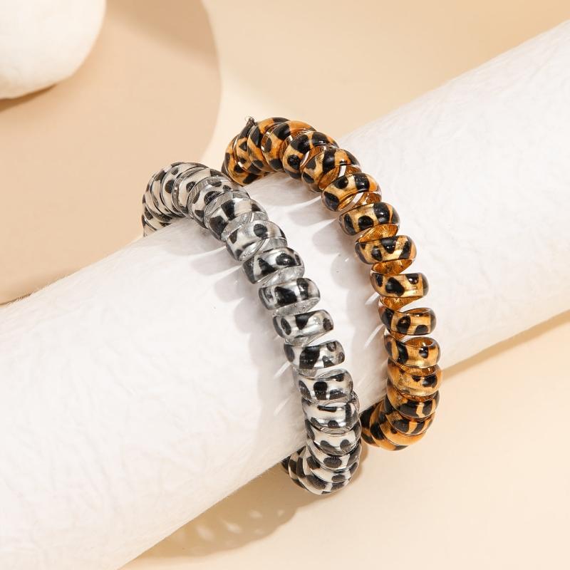 2pcs Leopard Print Hair Tie Rope Accessories