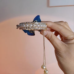 Rhinestone Pearl Tassel Claw Clip Strong Hold Grip Hair Jaw Clip