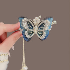 Rhinestone Pearl Tassel Claw Clip Strong Hold Grip Hair Jaw Clip