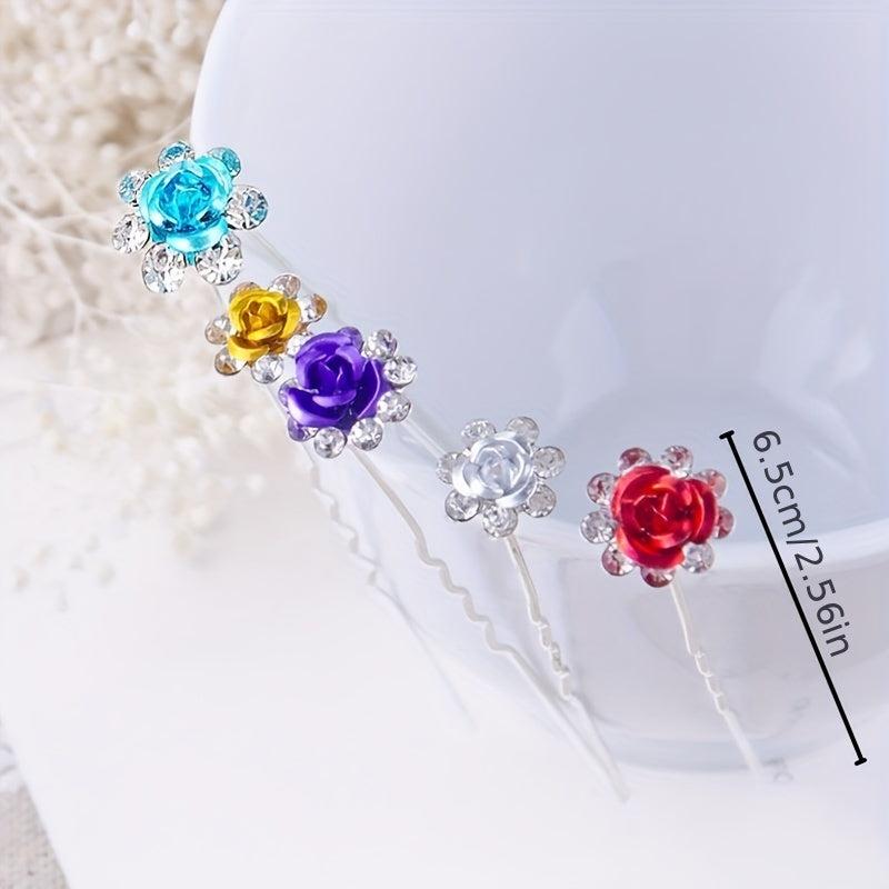 20pcs Crystal Flower Hairpins Wedding Hair Decor Clips