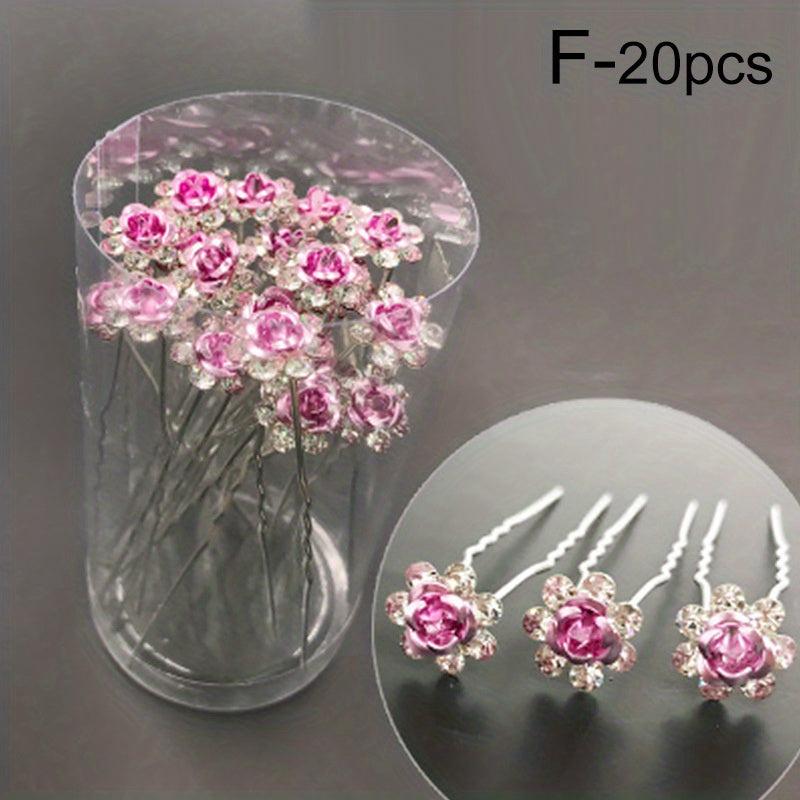20pcs Crystal Flower Hairpins Wedding Hair Decor Clips