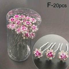 20pcs Crystal Flower Hairpins Wedding Hair Decor Clips