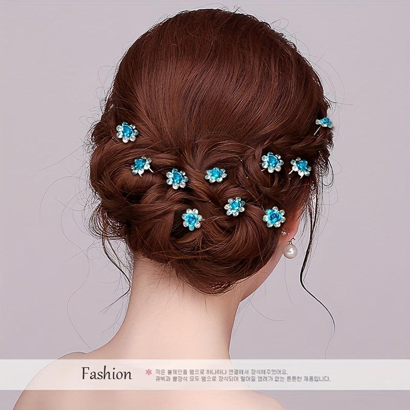 20pcs Crystal Flower Hairpins Wedding Hair Decor Clips